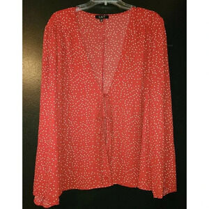 Woman's Top 3x By LNV. Polka Dot Long Sleeve Blouse (E2)